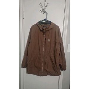 Carhartt Jacket Women XXL Brown  Waterproof Hooded Rain Jacket Outdoors Lined